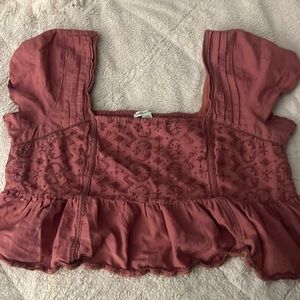 American Eagle Straight Neck Pink Top